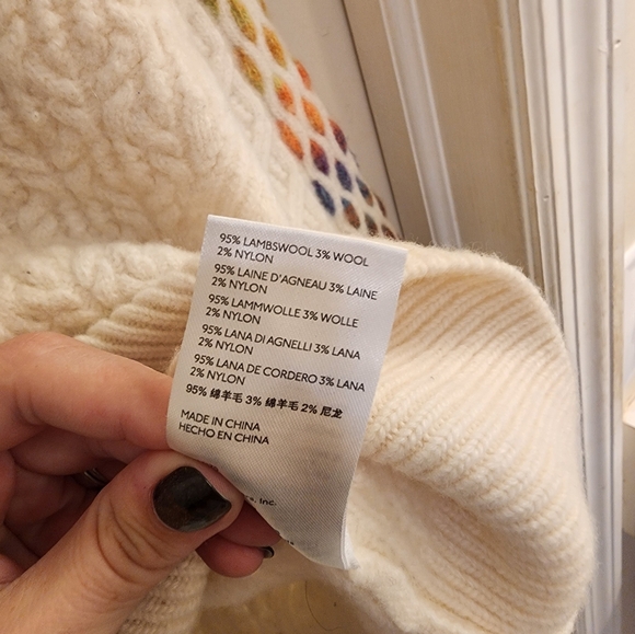 Anthropologie Maeve V-Neck Cable-Knit Wool Sweater Rainbow size MED - Picture 12 of 13